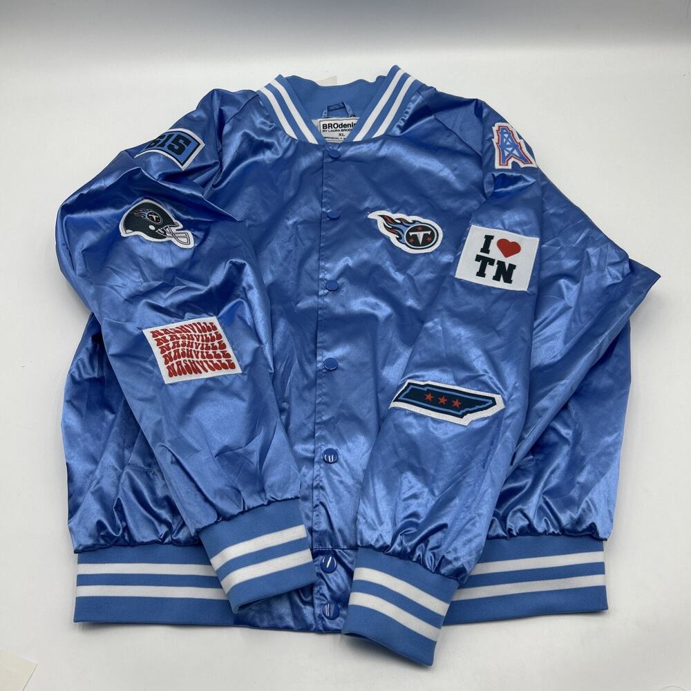 TENNESSEE TITANS Custom Satin Jacket Men’s Size XL Blue BROdenim Design
